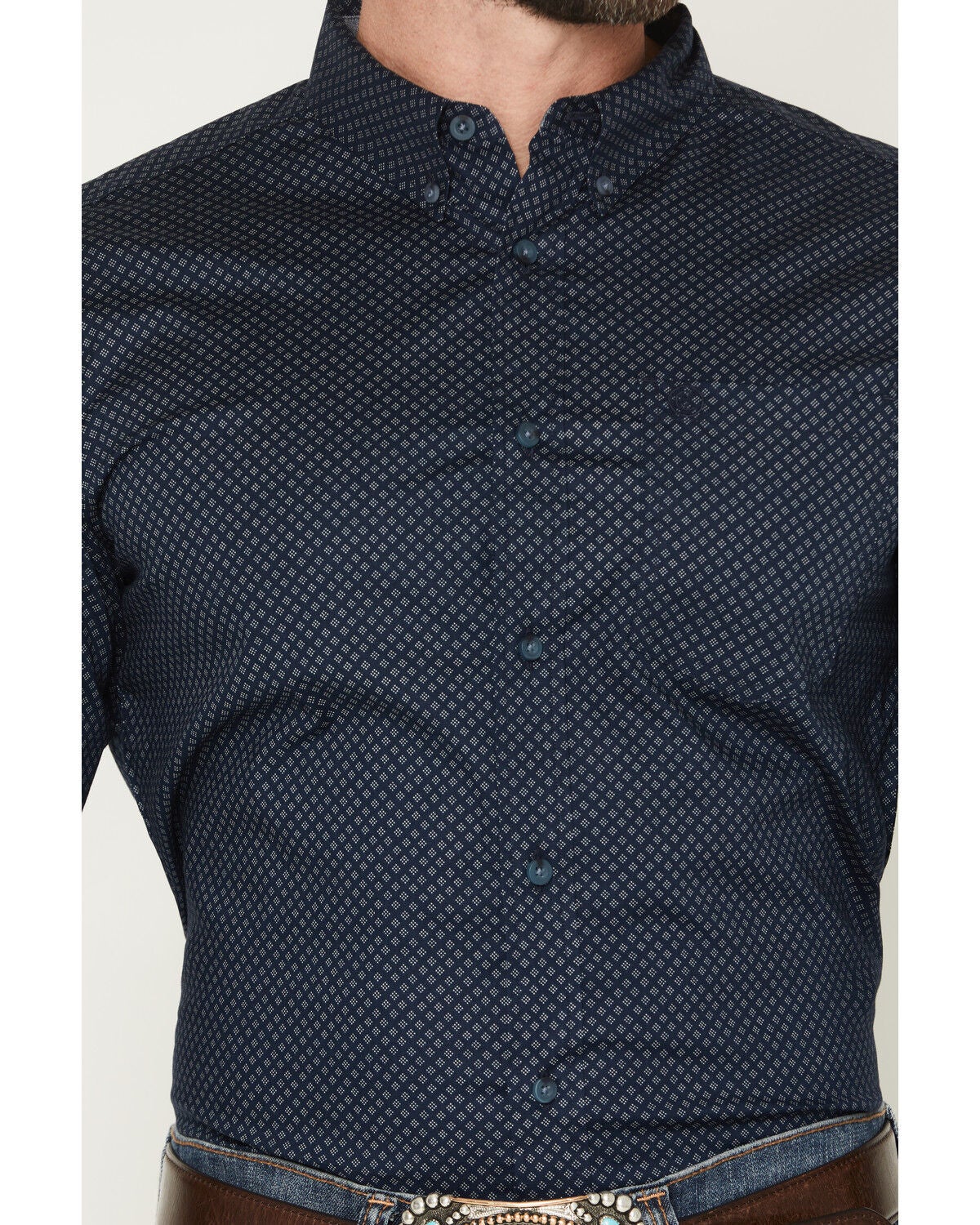 Image #3 - Cody James Men's Tripp Micro Geo Print Long Sleeve Button-Down Stretch Western Shirt, Navy, hi-res