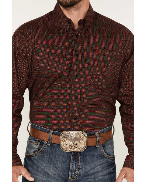 Image #3 - Cinch Men's Square Geo Stretch Long Sleeve Button-Down Western Shirt, Black, hi-res