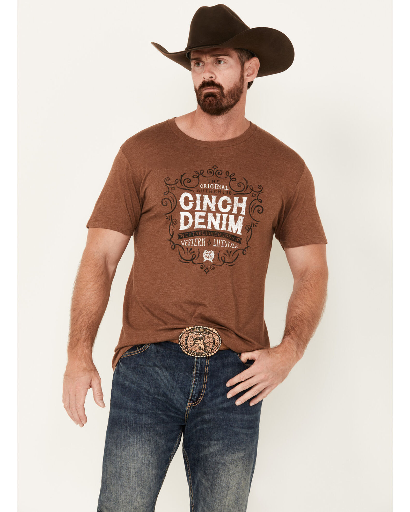 Cinch Men s Denim Western Lifestyle Short Sleeve Graphic T Shirt