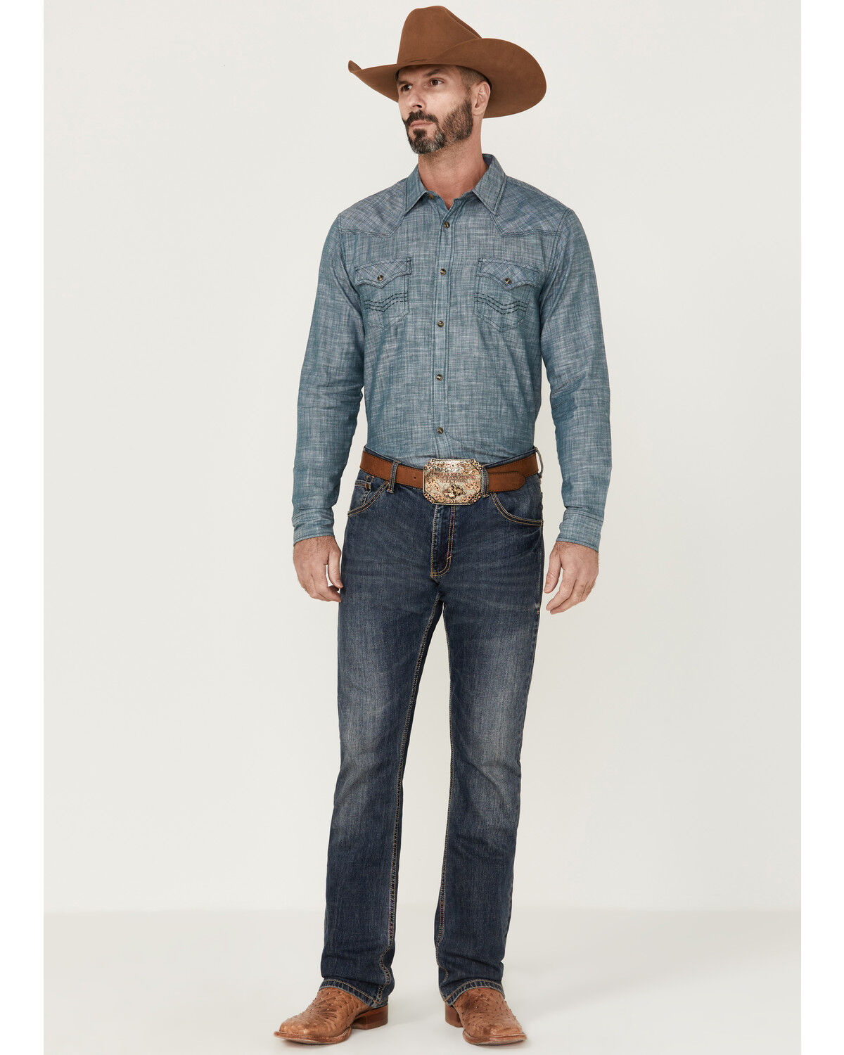 Image #2 - Cody James Men's Hotspot Solid Long Sleeve Snap Western Shirt, Blue, hi-res