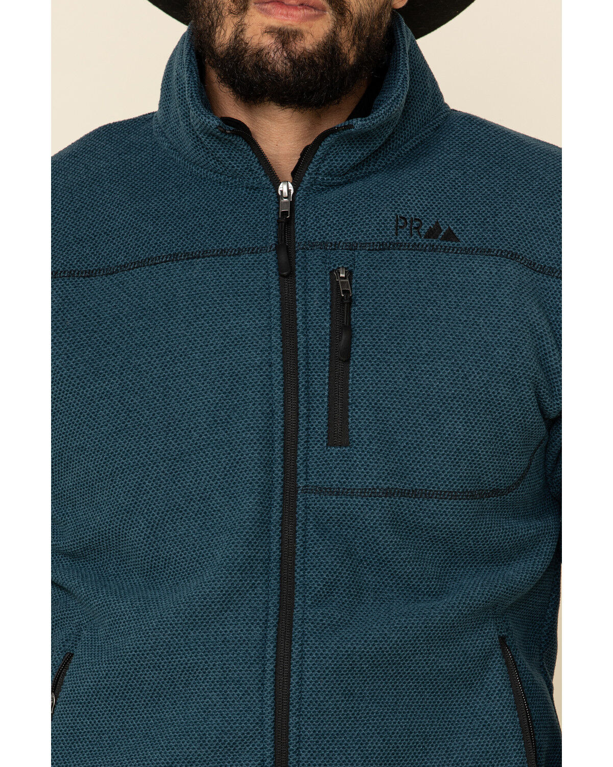Image #4 - Powder River Outfitters Men's Teal Waffle Melange Knit Zip-Front Jacket, Teal, hi-res