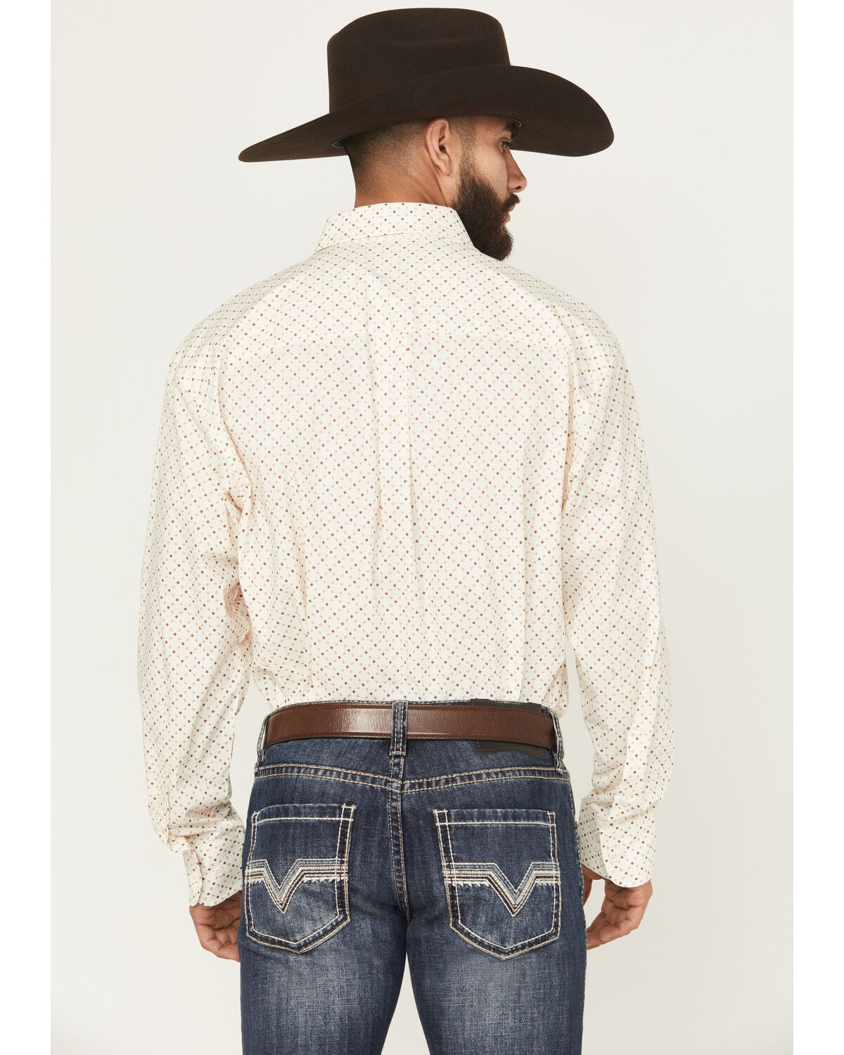 Image #4 - George Strait by Wrangler Men's Geo Print Long Sleeve Button-Down Stretch Western Shirt - Big, White, hi-res