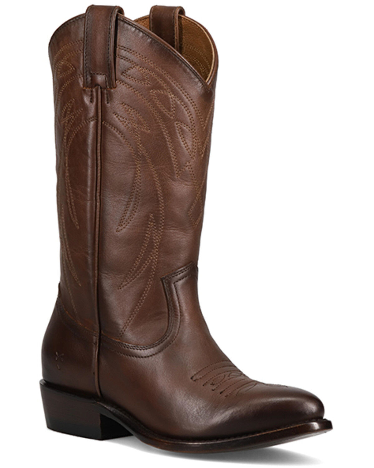 Image #1 - Frye Women's Billy Pull-On Deco Stitch Western Boots - Round Toe, Brown, hi-res