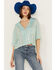 Image #2 - POL Women's Sequin Button Up Top, Blue, hi-res