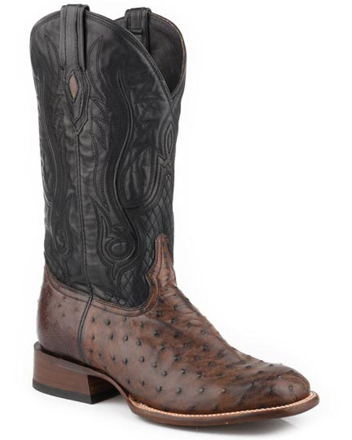 Image #1 - Stetson Men's Ozzy Exotic Ostrich Western Boots - Broad Square Toe, Brown, hi-res