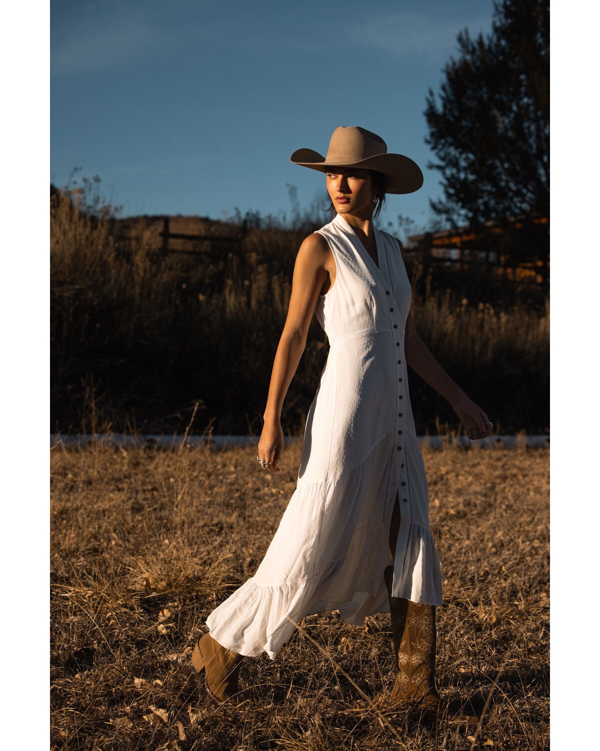 Image #2 - Shyanne Women's Solid Sleeveless Button-Down High-Low Midi Dress, White, hi-res