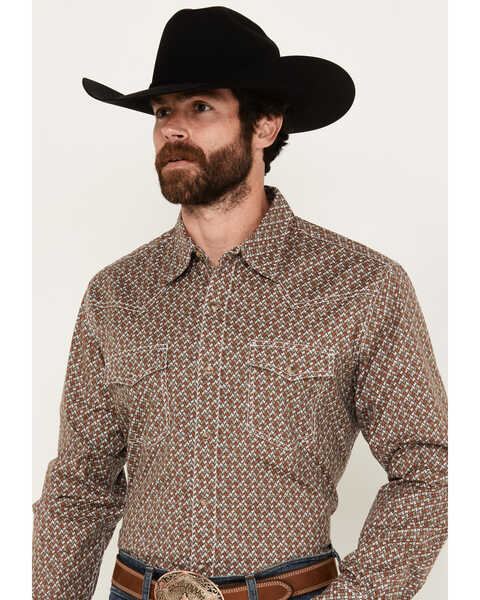 Wrangler 20X Men's Long Sleeve Snap Western Shirt, Rust Copper, hi-res