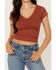 Image #3 - Shyanne Women's Floral Jacquard Short Sleeve Top, Mauve, hi-res
