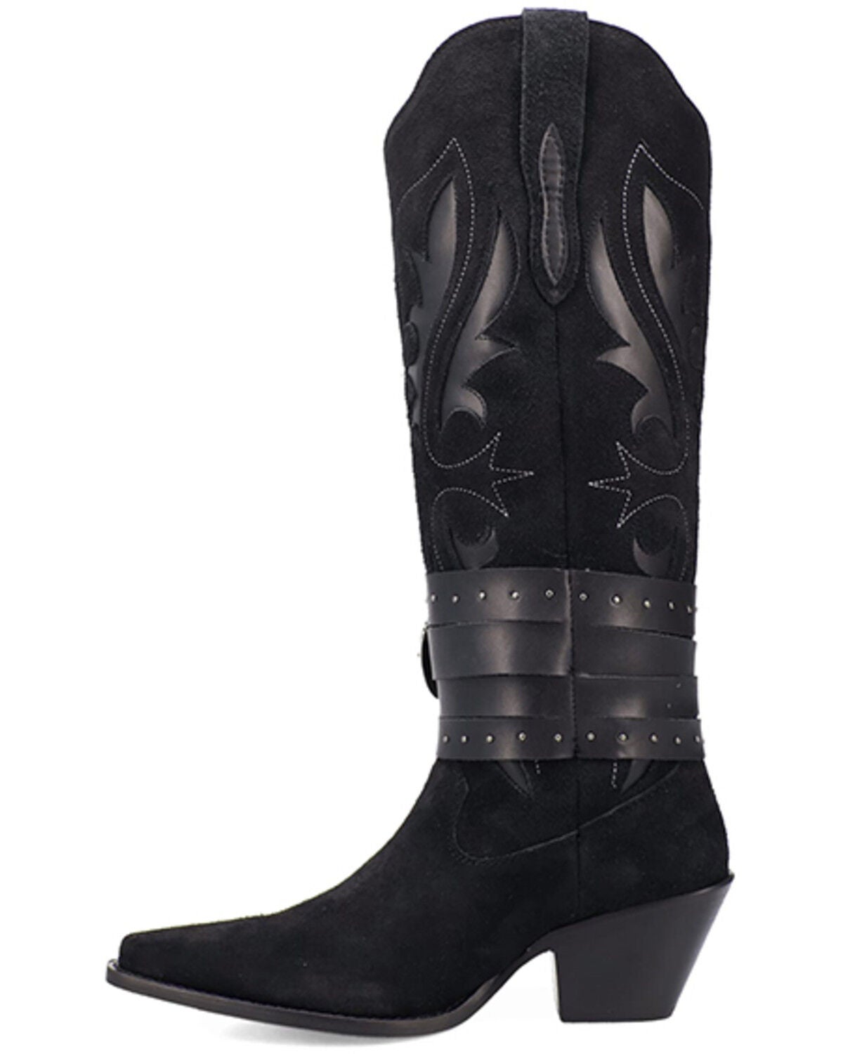 Image #3 - Dingo Women's Buck Wild Suede Tall Western Boots - Round Toe, Black, hi-res