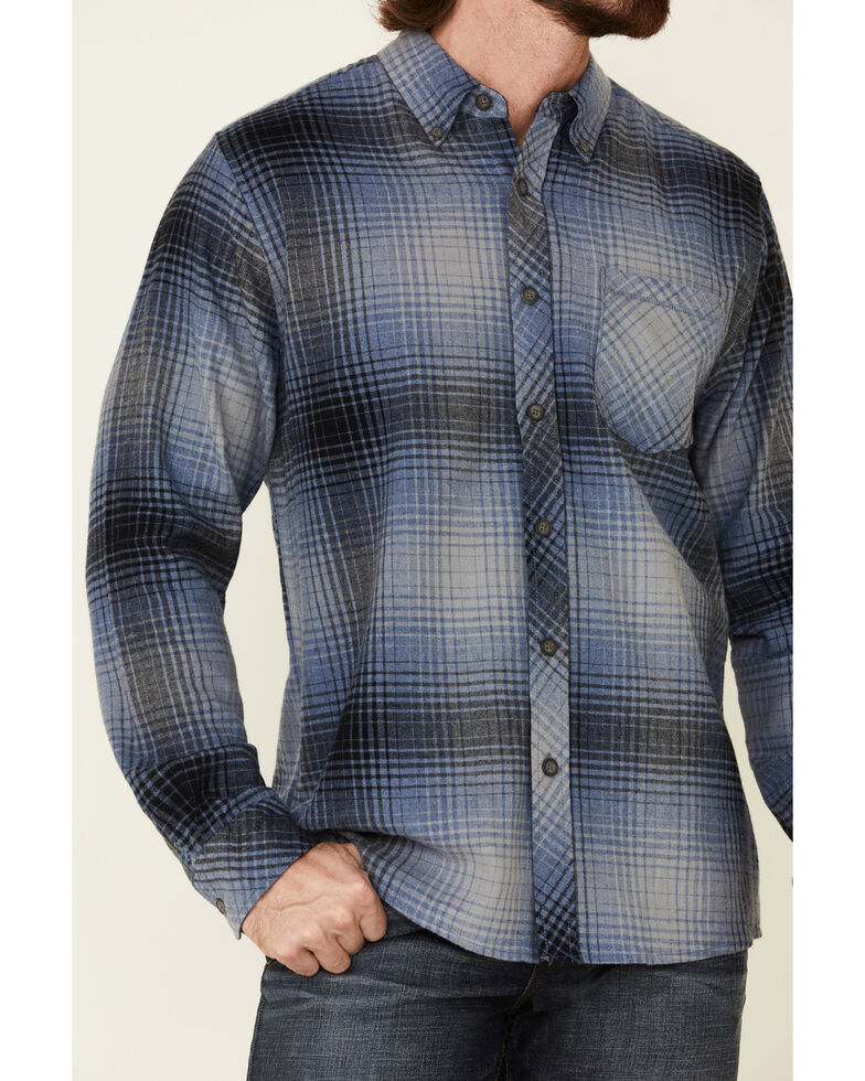 North River Men's Blue Barn Plaid Long Sleeve Western Flannel Shirt , Blue, hi-res