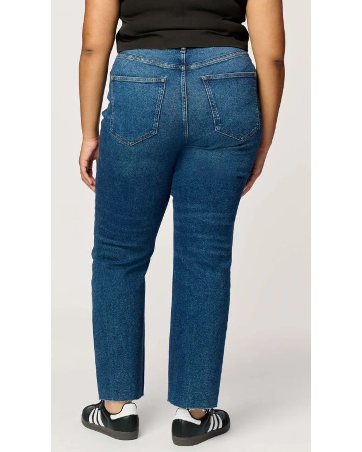 Image #2 - Warp + Weft Women's Ase Dark Wash High Rise Straight Stretch Denim Jeans - Plus, Dark Wash, hi-res