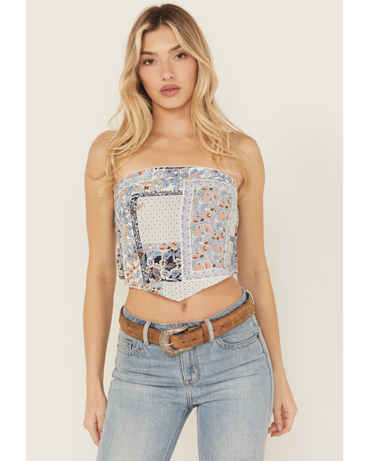 Image #1 - Originality Women's Patchwork Bandana Print Tube Top, Multi, hi-res