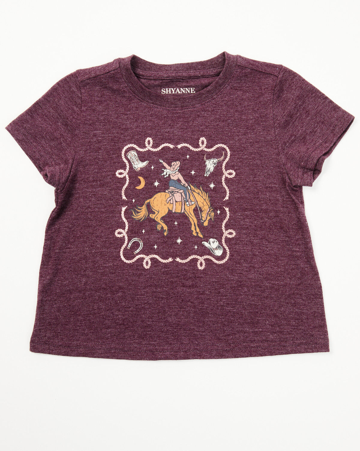 Image #1 - Shyanne Toddler Girls' Cowgirl Icons Short Sleeve Graphic Tee, Grape, hi-res