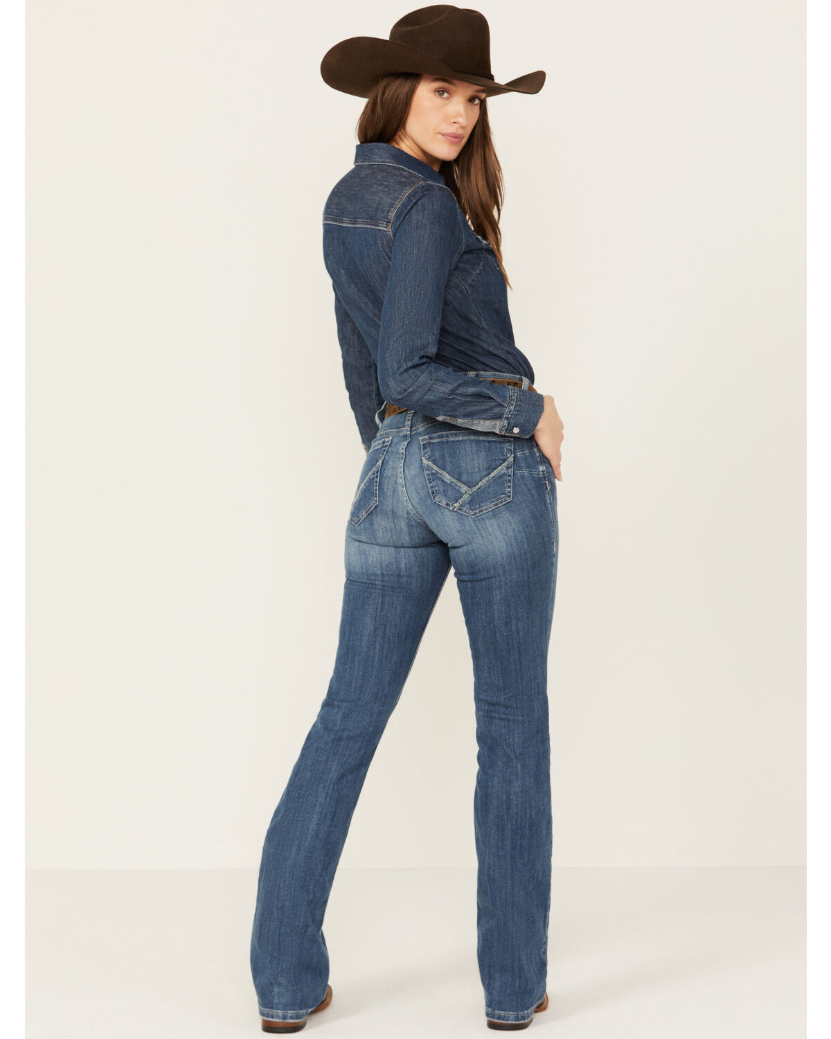 Image #4 - Ariat Women's Malaysia Dark Wash Perfect Rise Annie Stretch Bootcut Jeans, Dark Wash, hi-res