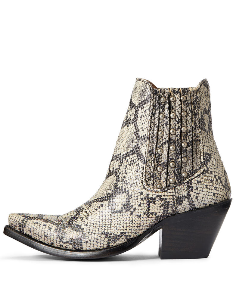 all white snakeskin booties