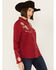 Image #2 - Scully Women's Floral Embroidered Long Sleeve Snap Western Shirt, Red, hi-res