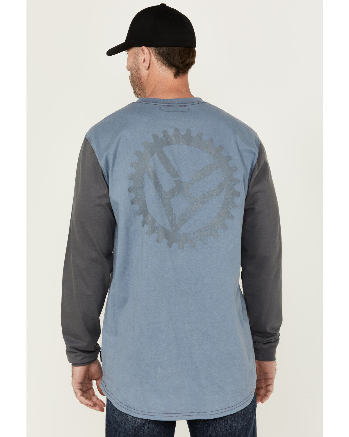 Image #4 - Hawx Men's FR Color Block Long Sleeve Graphic Work T-Shirt, Blue, hi-res