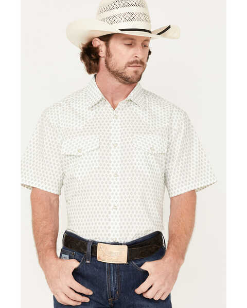 Image #1 - Gibson Men's Geo Fun Geo Print Snap Western Shirt , Cream, hi-res