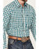 Image #3 - Panhandle Select Men's Plaid Print Long Sleeve Snap Western Shirt, Teal, hi-res