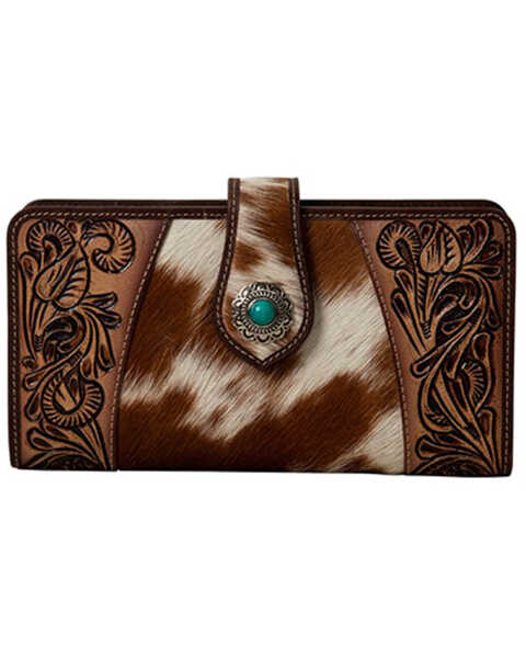 Myra Bag Women's Roscoe Hand-Tooled Wallet , Brown, hi-res