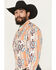 Image #2 - Rock & Roll Denim Men's Southwestern Print Long Sleeve Snap Stretch Western Shirt, Orange, hi-res