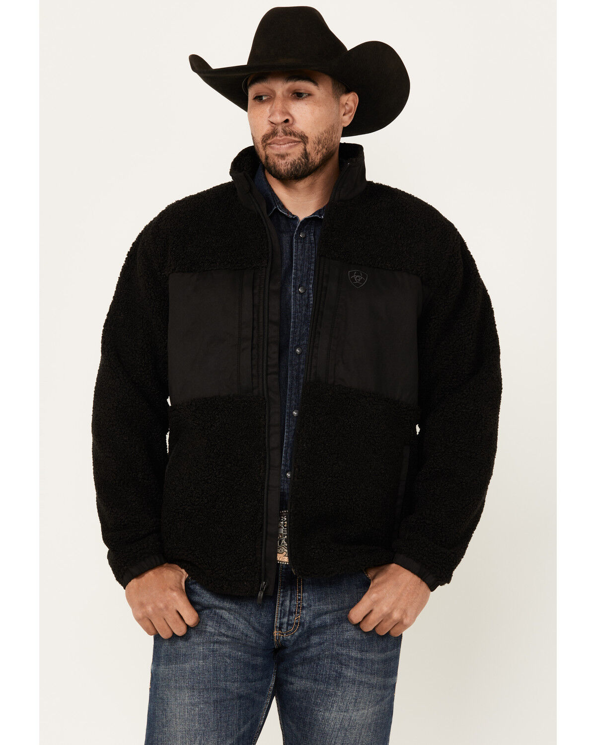 Image #1 - Ariat Men's Odessa Sherpa Lightweight Jacket, Black, hi-res