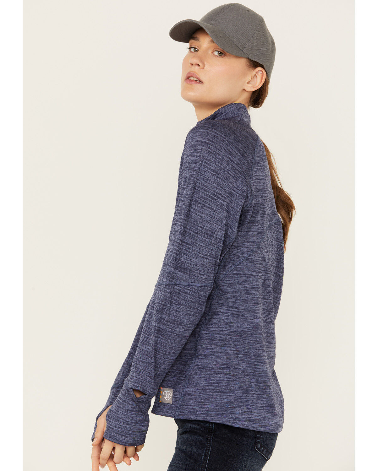 Image #2 - Ariat Women's Rebar Gridwork Baselayer 1/4 Zip T-Shirt, Blue, hi-res
