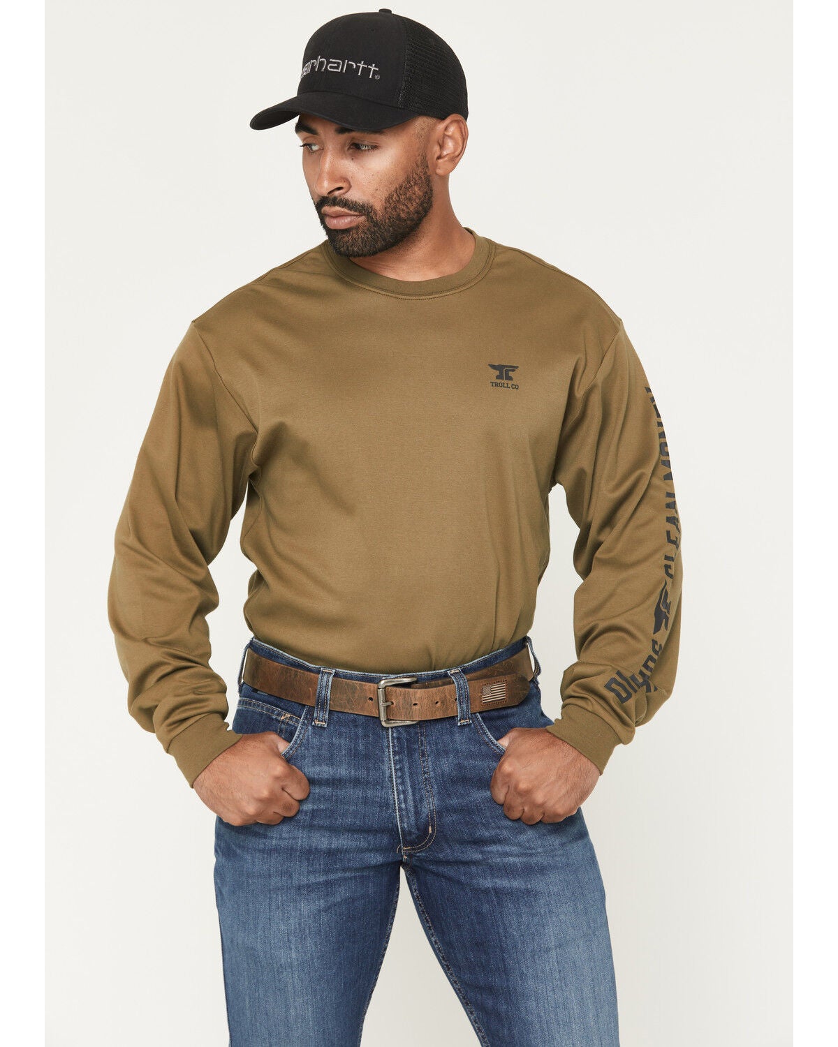 Troll Co Men's FR DHCM Anvil Long Sleeve Graphic Work T-Shirt, Olive, hi-res