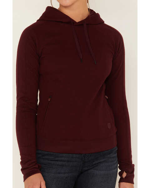 RANK 45 Women's Technical Waffle Knit Hooded Top, Burgundy, hi-res