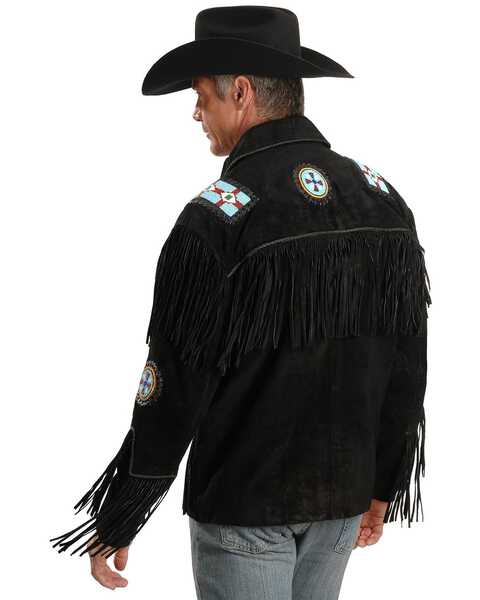 Image #3 - Liberty Wear Eagle Bead Fringed Suede Leather Jacket - Big & Tall, Black, hi-res