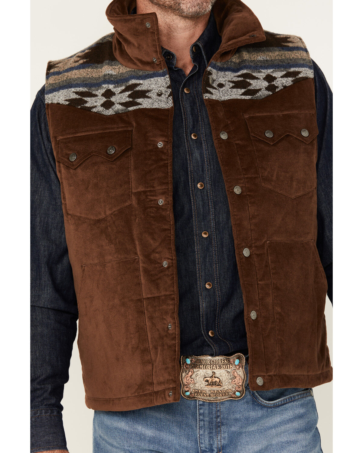 Image #3 - Cody James Men's Rough Road Southwestern Yoke Vest, Brown, hi-res