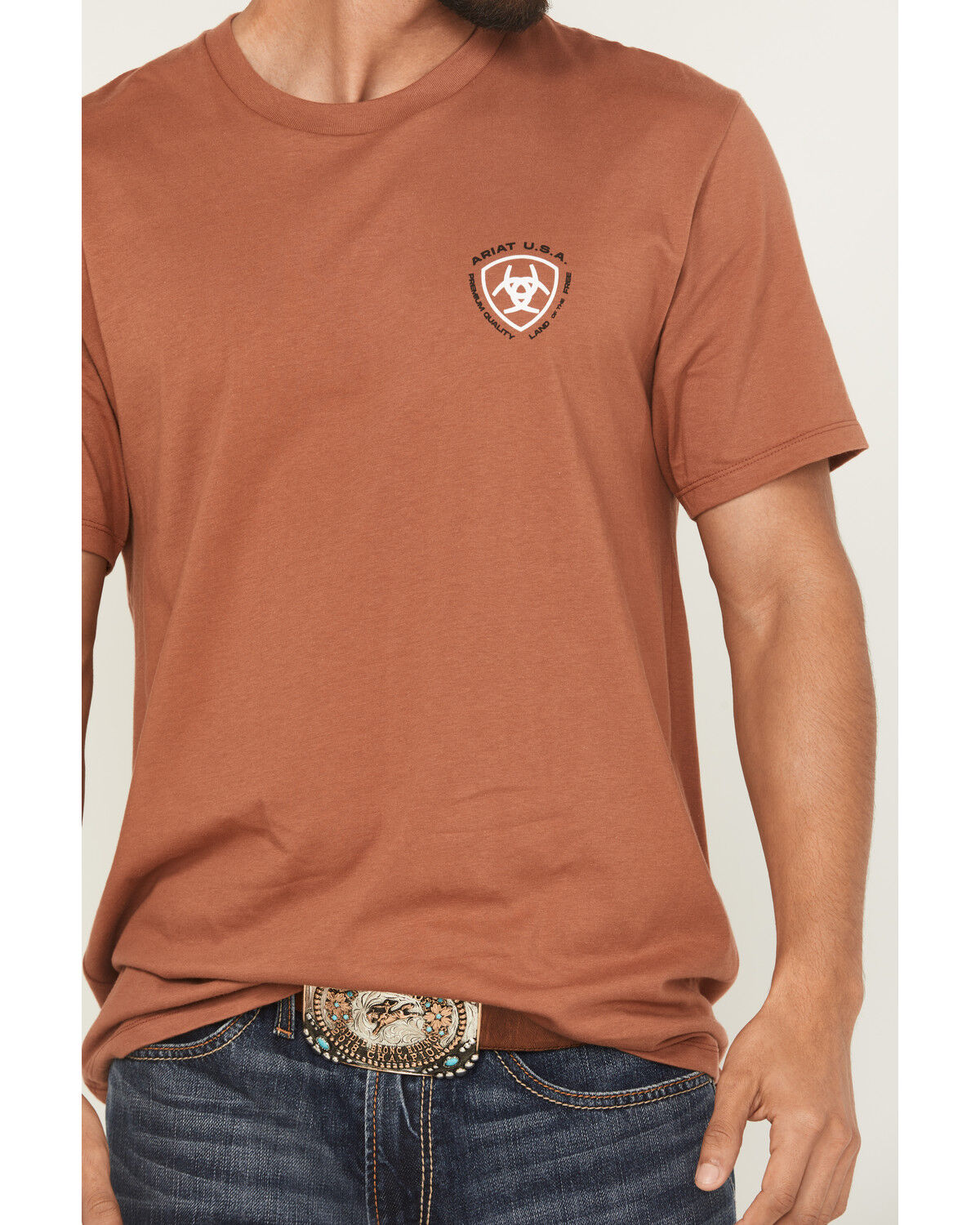 Image #4 - Ariat Men's Loft Simple Seal Short Sleeve Graphic T-Shirt, Rust Copper, hi-res