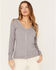 Image #1 - Cleo + Wolf Women's Acid Wash V-Neck Long Sleeve Top, Blue, hi-res