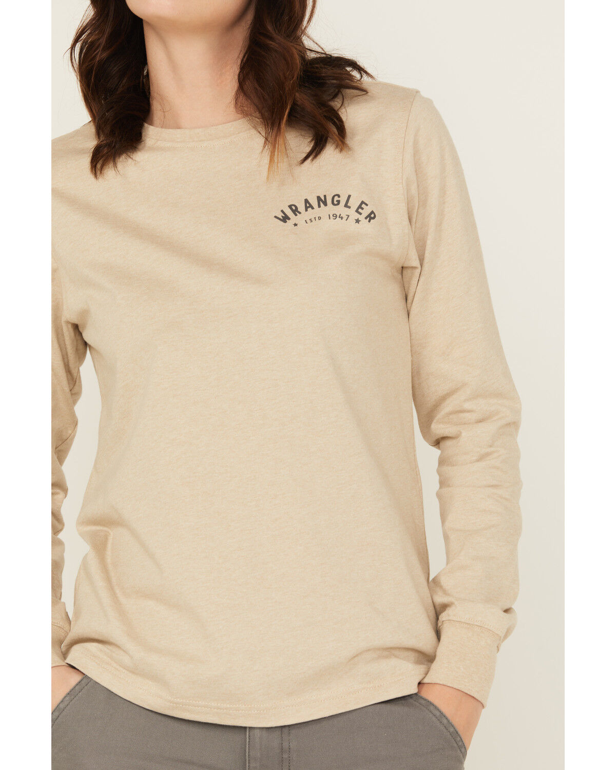 Image #3 - Wrangler Women's FR Pony Long Sleeve Graphic Work T-Shirt - Plus, Tan, hi-res