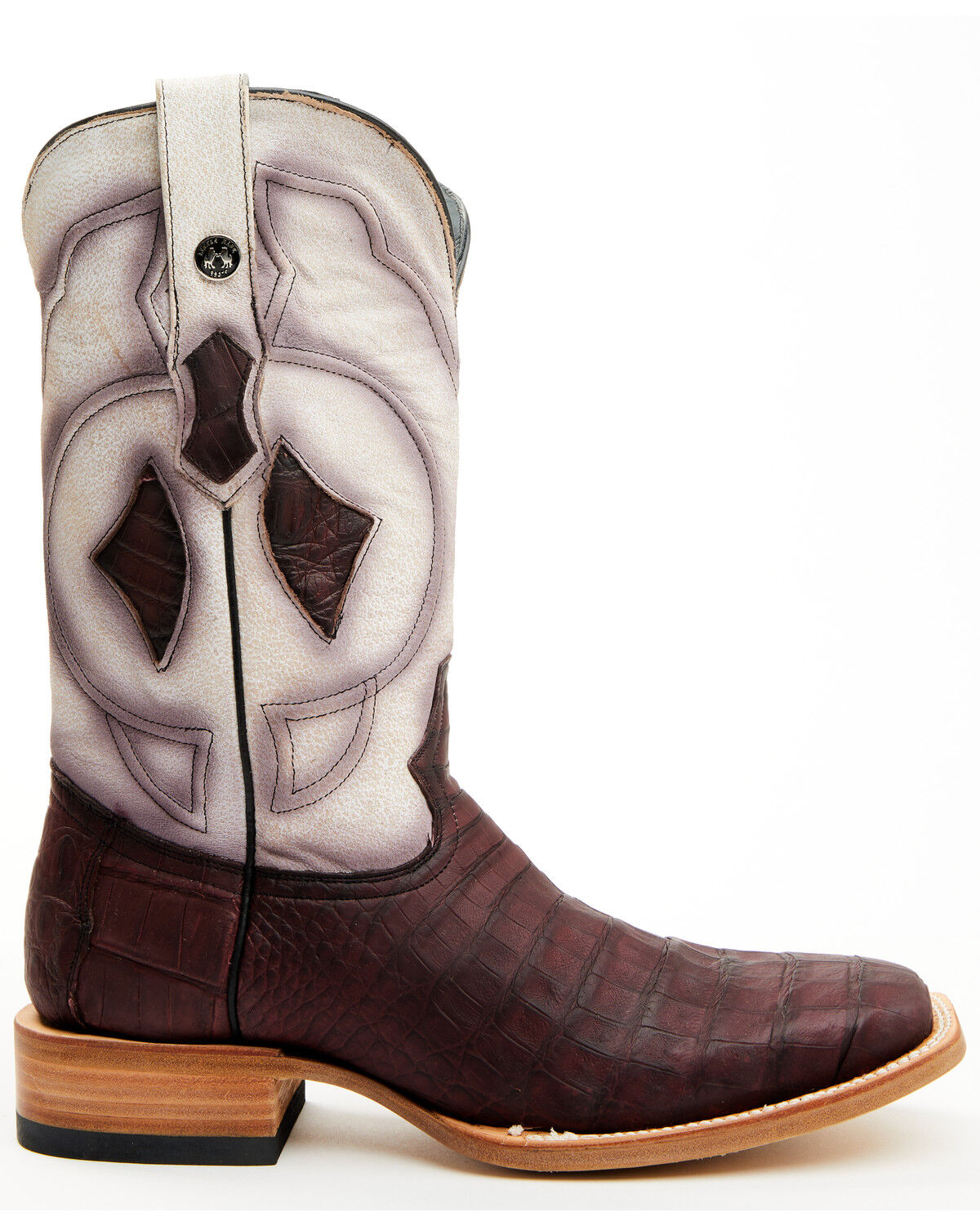 Image #2 - Tanner Mark Men's Exotic Caiman Western Boots - Broad Square Toe, Wine, hi-res