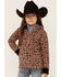 Ampersand Avenue Girls' Leopard Print 1/4 Zip Pullover , Tan, hi-res
