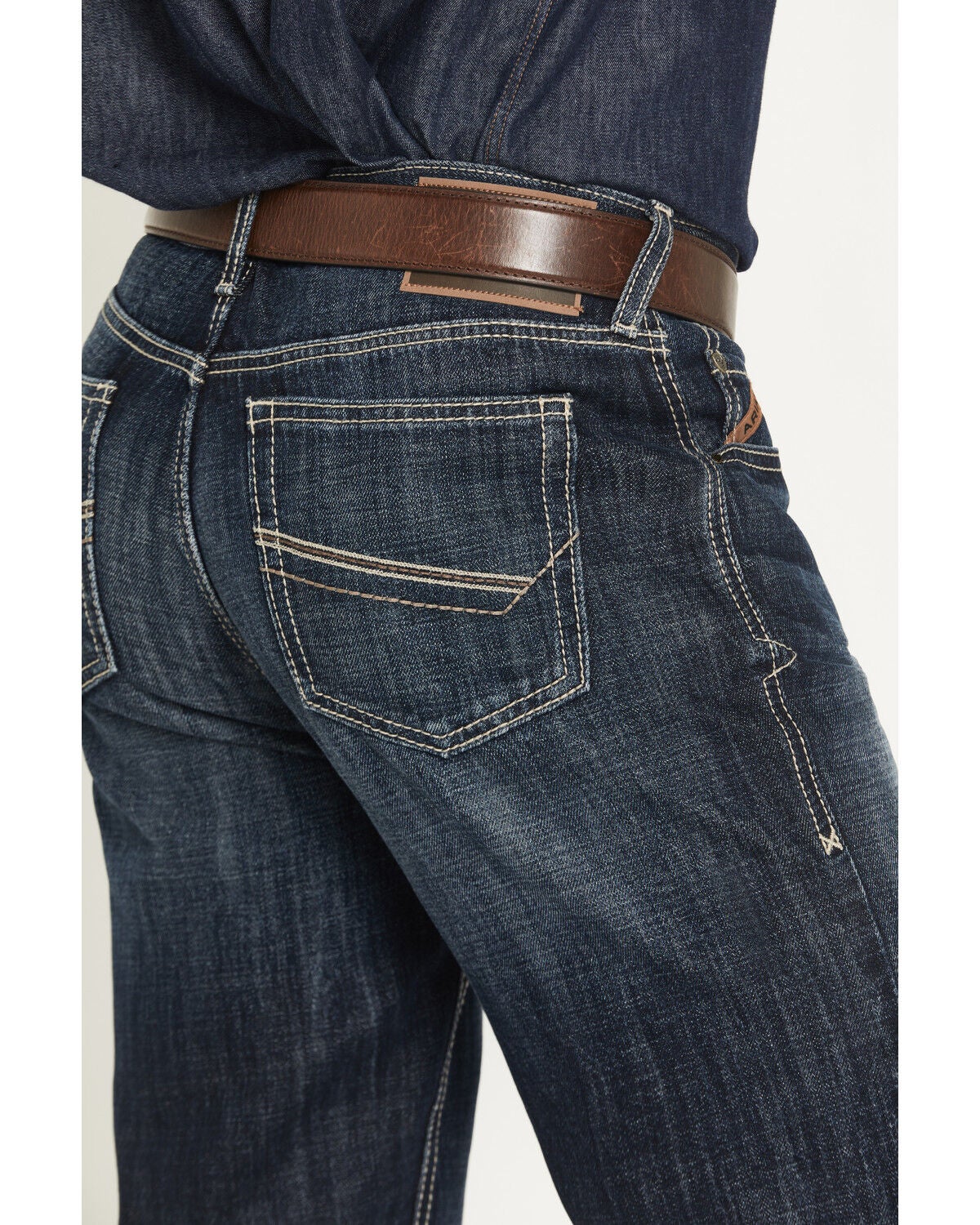 Image #4 - Ariat Men's M2 Declan Dark Wash Relaxed Bootcut Denim Jeans, Dark Wash, hi-res