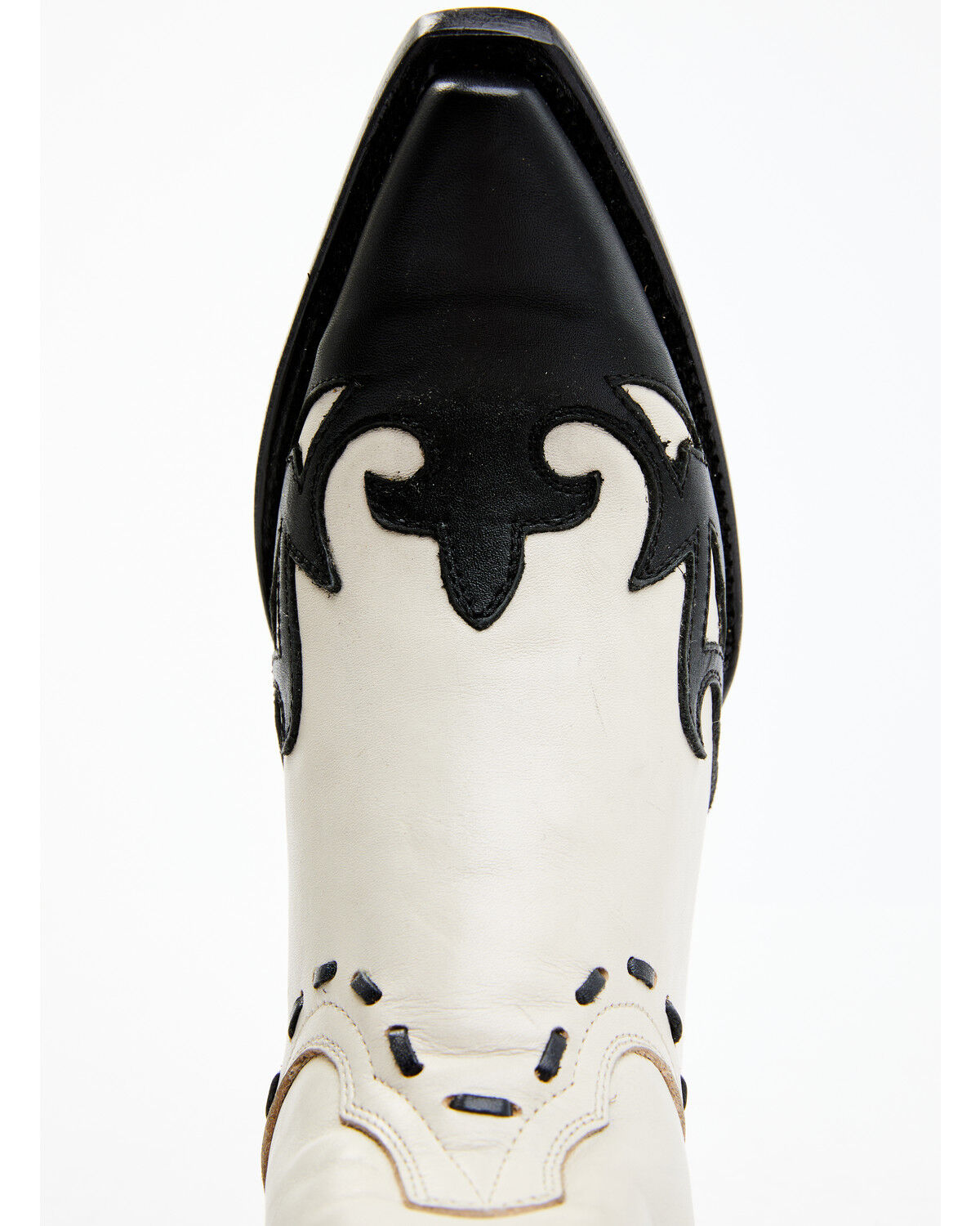 Image #6 - Planet Cowboy Women's Wingtip Leather Western Boot - Snip Toe, Cream/black, hi-res