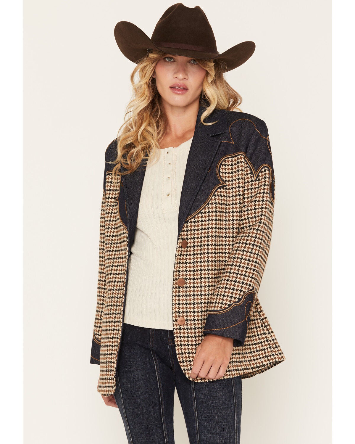 Image #1 - Wrangler Women's Houndstooth Blazer, Multi, hi-res