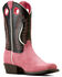 Image #1 - Ariat Girls' Futurity Fort Worth Roughout Western Boots - Broad Square Toe , Pink, hi-res