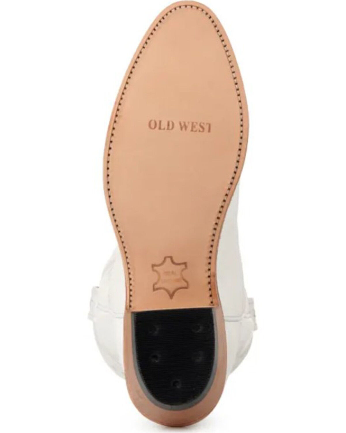 Image #7 - Old West Women's Western Boots - Round Toe, White, hi-res