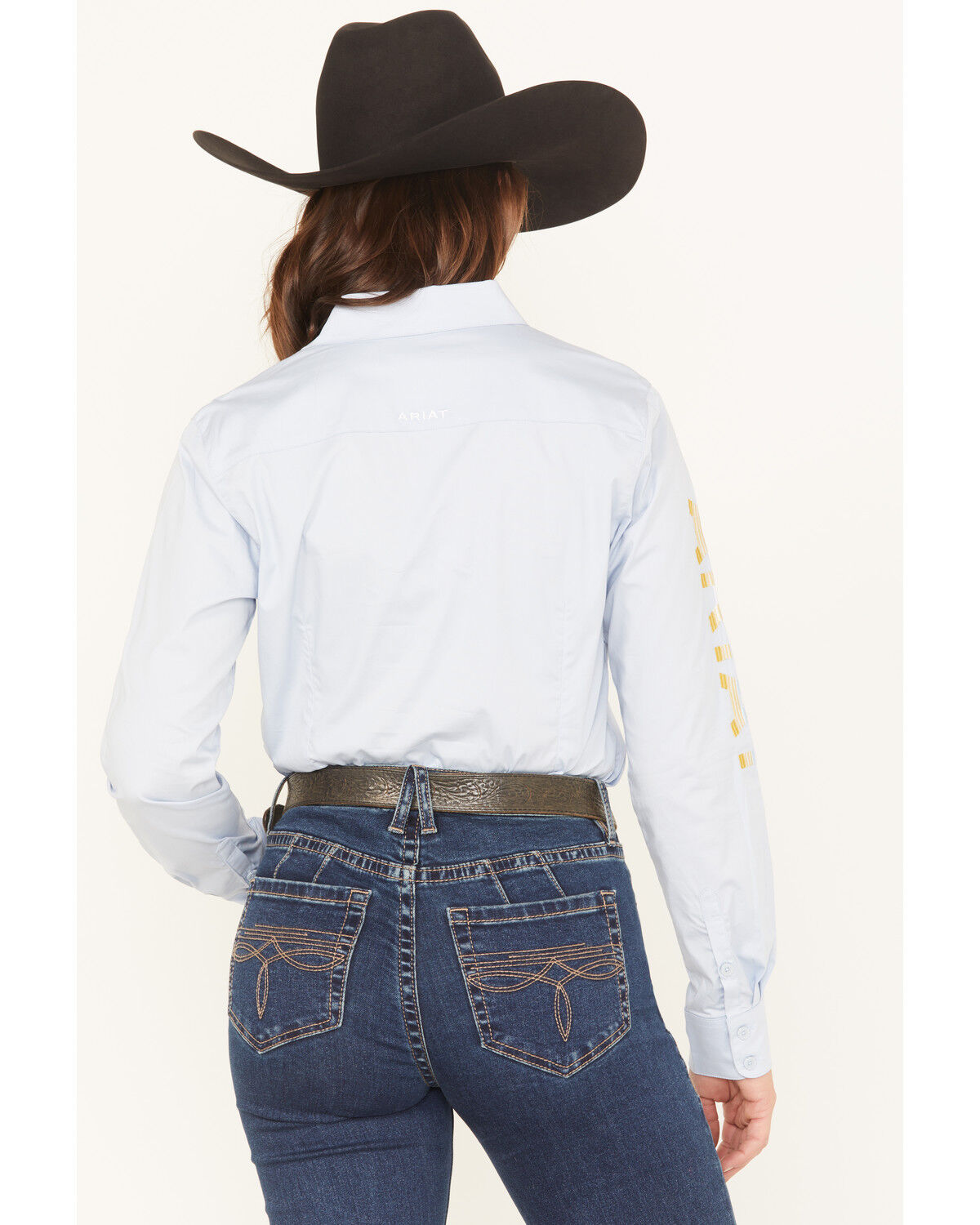 Image #4 - Ariat Women's Team Kirby Embroidered Long Sleeve Button-Down Stretch Western Shirt, Light Blue, hi-res