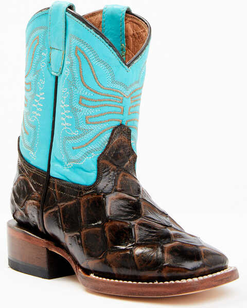 Tanner Mark Little Boys' Cooper Western Boots - Broad Square Toe, Chocolate, hi-res
