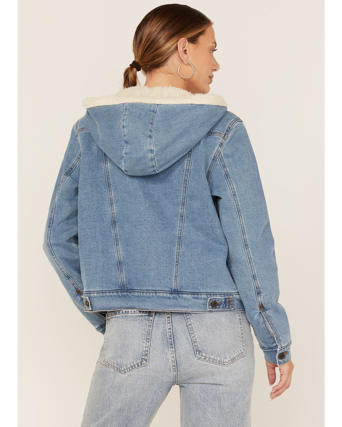 Image #4 - Wrangler Women's Medium Wash Sherpa Lined Denim Jacket, , hi-res