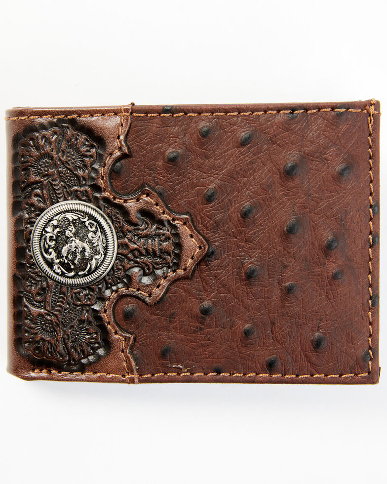 Cody James Men's Bifold Ostrich Wallet, Brown, hi-res