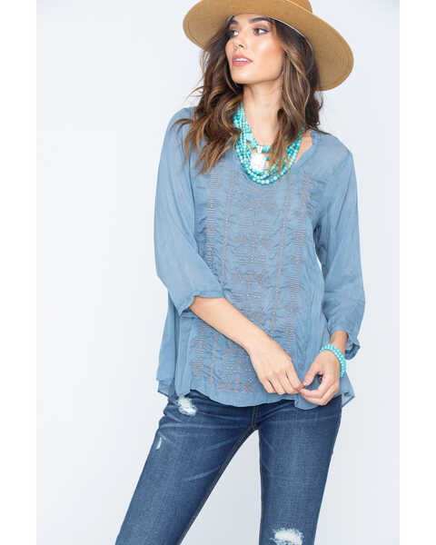 Ryan Michael Women's Embroidered Cupra Rayon Top - Country Outfitter