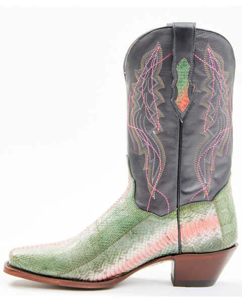 Image #3 - Dan Post Women's Exotic Watersnake Skin Western Boots - Square Toe, Green, hi-res
