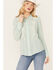 Image #2 - Stetson Women's Embroidered Long Sleeve Snap Western Shirt, Teal, hi-res