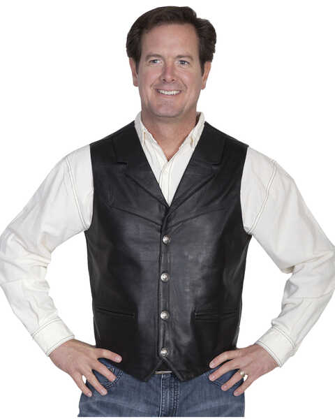 Image #1 - Scully Men's Lambskin Lapel Vest, Black, hi-res