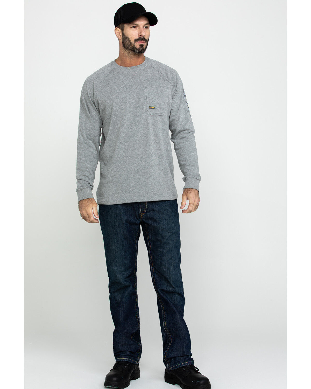 Image #6 - Ariat Men's Gray Rebar Cotton Strong Graphic Long Sleeve Work Shirt - Big & Tall, Heather Grey, hi-res